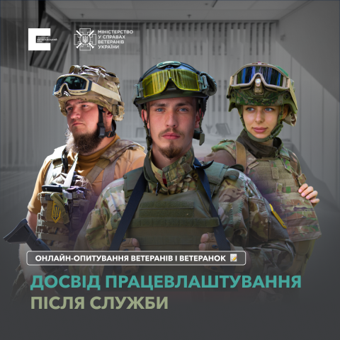 Ветерани й ветеранки, Український ветеранський фонд Мінветеранів запрошує вас взяти участь в анонімному онлайн-опитуванні про ваш досвід працевлаштування після служби.
